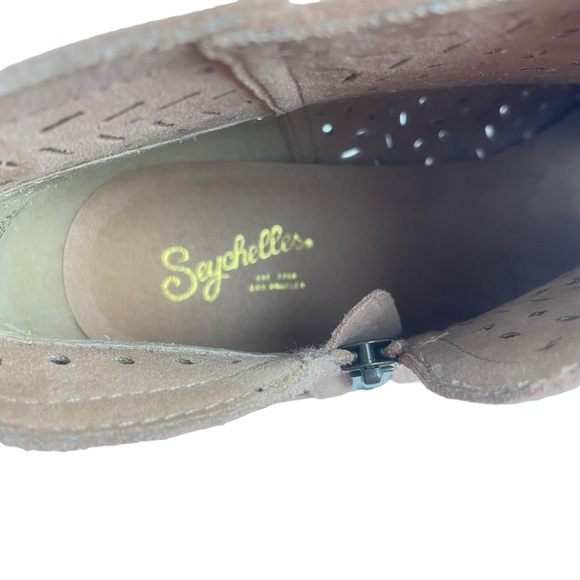 Seychelles Chaparral Lasercut Suede Leather Heeled Ankle Booties Ginger Pink - Picture 7 of 10